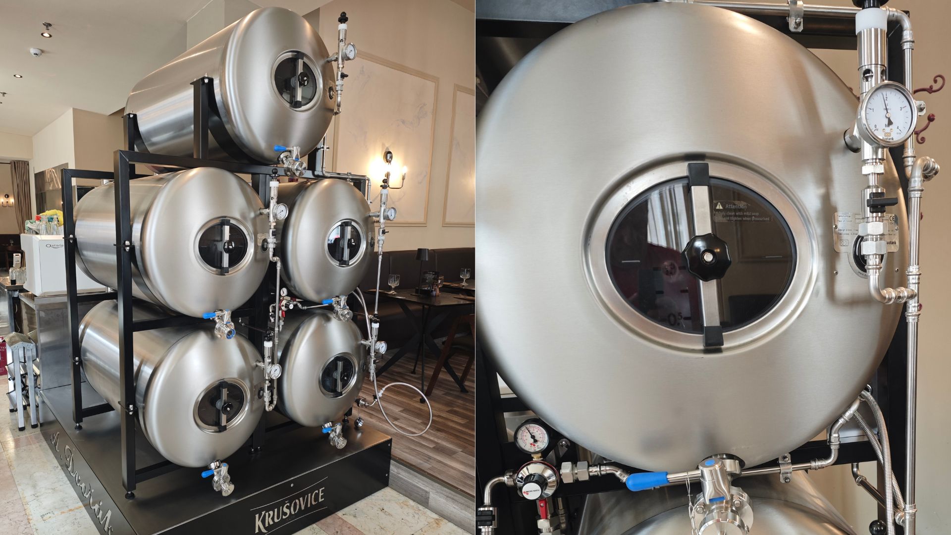Restaurace A.Dvořák tankové pivo Duotank pivní tanky Dvouplášťové pivní tanky Duotank retro painted